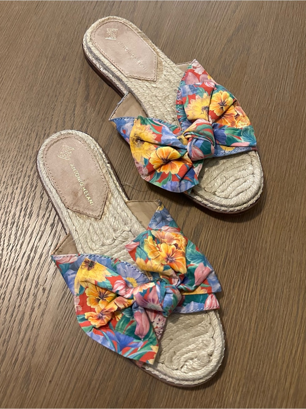 Antonio Melani Floral Bow Espadrille Slide Sandals - Floral Multicolor